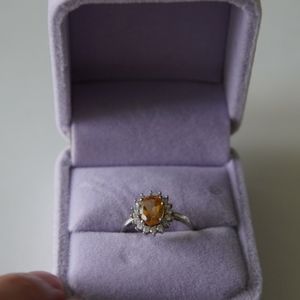 Princess Diana Citrine ring, 925 SS, size 6